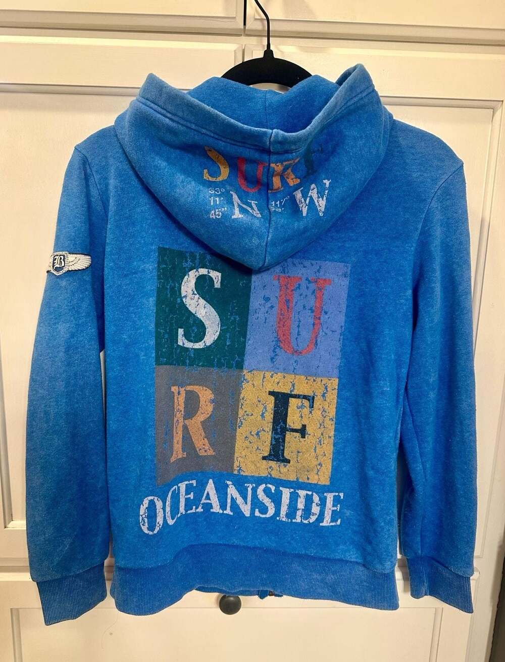 Butter Super Soft women’s Surf Oceanside Graphic Zip-Up Hoodie Blue Size M